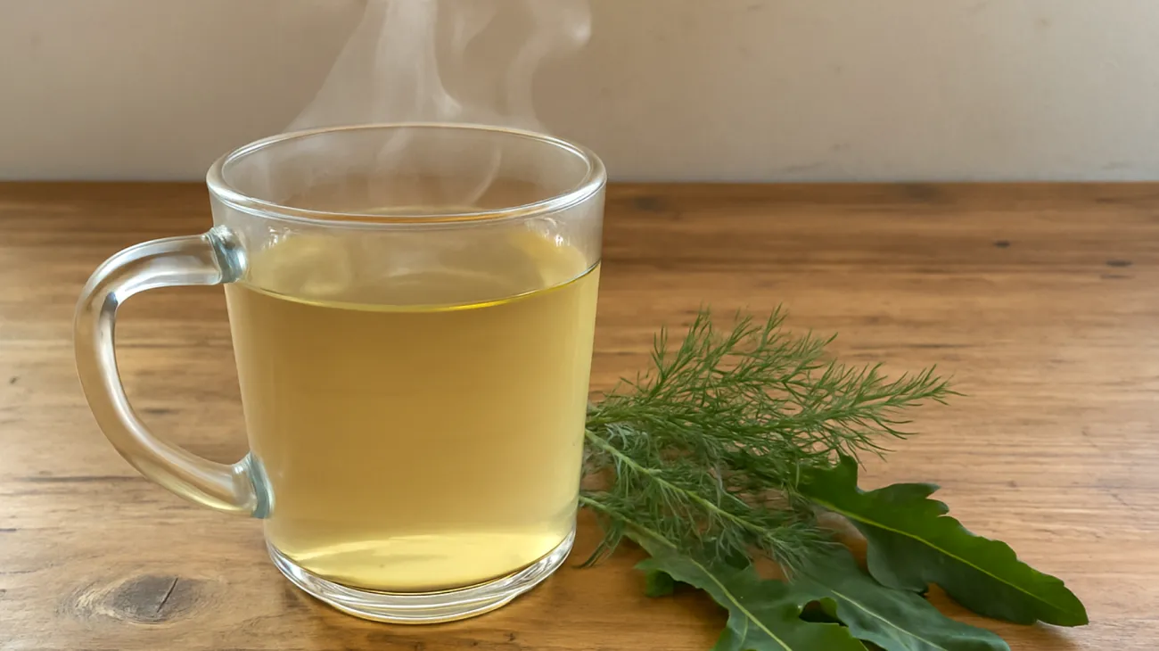 Fennel and dandelion herbal tea with a pinch of ginger"